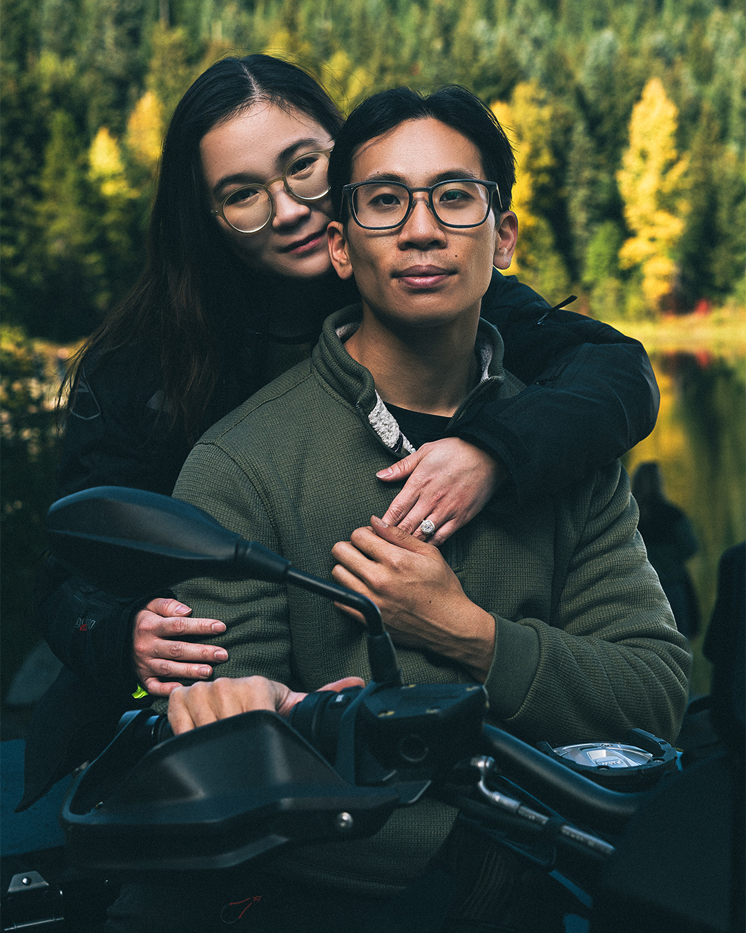 Cinematic Surprise Proposal at Trillium Lake with the View of Snowy Mount Hood — photograph 7 of 10